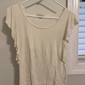 Banana Republic Ladies Off White Flutter Sleeve Blouse